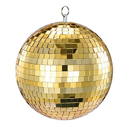 Picture of Mirror Ball, NuLink 8" Gold Disco DJ Dance Decorative Stage Lightning Ball with Hanging Ring