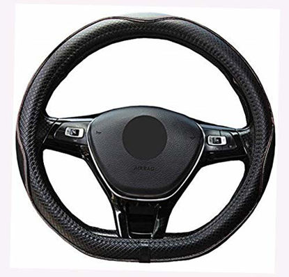Picture of Mayco Bell Microfiber Leather Car Steering Wheel Cover (D Shape, Black Gray)