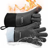 Picture of Loveuing Kitchen Oven Gloves - Silicone and Cotton Double-Layer Heat Resistant Oven Mitts /BBQ Gloves /Grill Gloves - Perfect for Baking and Grilling - 1 Pair (One Size Fits Most, Black Long)