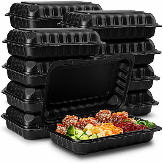 GetUSCart- Eco-Friendly Meal Prep Containers [50-Pack 9x6x3"] Black ...