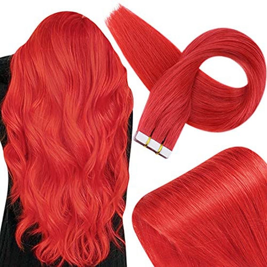 GetUSCart- Fshine Tape in Extensions Human Hair 12inch 20g Color Red Tape  in Hair Extensions Human Hair Remy Hair Tape in Extensions Invisible Human  Hair Extensions