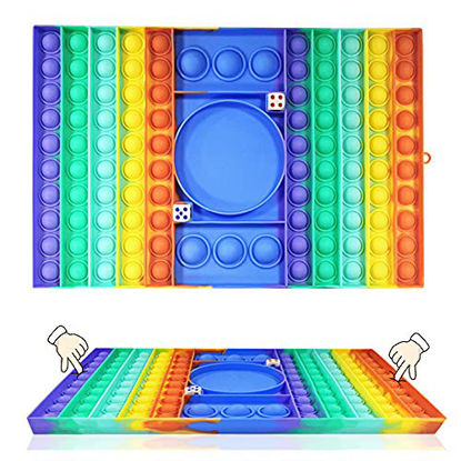 Picture of Big Push Pop Game Fidget Toy,Jumbo Rainbow Chess Board Game Stress Relieving Sensory Toy, Giant Square Anti-Anxiety Silicone Decompression Toy for Parent-Child Time Friends,Gifts for Kids & Adults