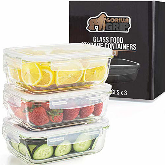 3 Pack Glass Meal Prep Containers for Food Storage and Prep w/Snap Locking  Lids Airtight & Leak Proof - Oven, Dishwasher, Microwave, Freezer Safe 