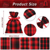 Picture of 10 Pieces Christmas Buffalo Plaid Drawstring Bags Drawstring Gift Bags Santa Large Sacks Xmas Wrapping Bags Cotton Drawstring Bags Sack for Party Favors Candies (Red and Black Plaid,6 x 8 Inch)