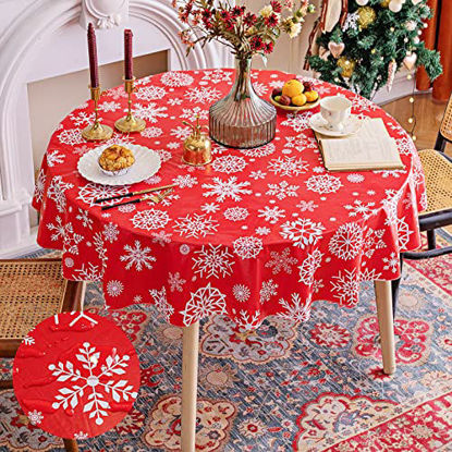 ROUND TABLECLOTH Oil-Proof Wipeable Table Cover Waterproof Red 60 Inch By SMIRY 