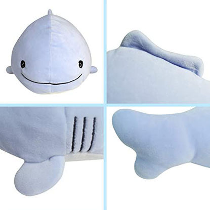Picture of 13.8" Very Soft Blue Whale Shark Plush Cute Kawaii Plush Stuffed Animals Toys Anime Plushies, Hugging Pillows Gifts for Wedding, Kids Birthday, Thanksgiving, Christmas