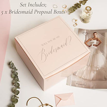 Picture of Bridesmaid Proposal Box Set of 6 I 5 Pink Will You Be My Bridesmaid Boxes & 1 Will you Be My Maid of Honor Gifts Box I Bridesmaid Boxes for Proposal I Bridesmaid Gift Box for Bridesmaid Proposal Gifts