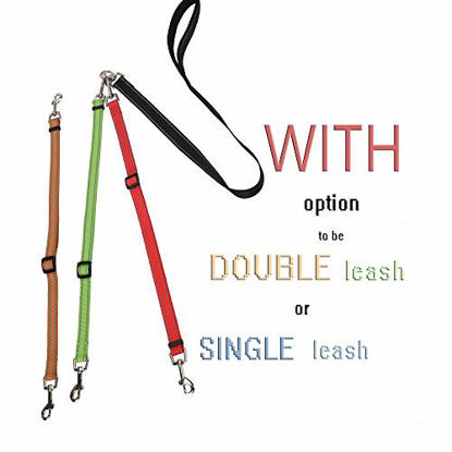 Picture of 3 Way Dog Leash Reflective Adjustable Coupler No Tangle Detachable 3 in 1 Multiple Dog Leash with Soft Padded Handle for 1 2 3 Dog Pet Cat Puppy Walking Training (Multi-Color)