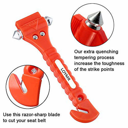 Picture of LOYMR 4 Pack Car Safety Hammer,with Car Window Glass Hammer Breaker and Safety Seat Belt Cutter 2-in-1 Emergency Escape Tool, Survival Kit