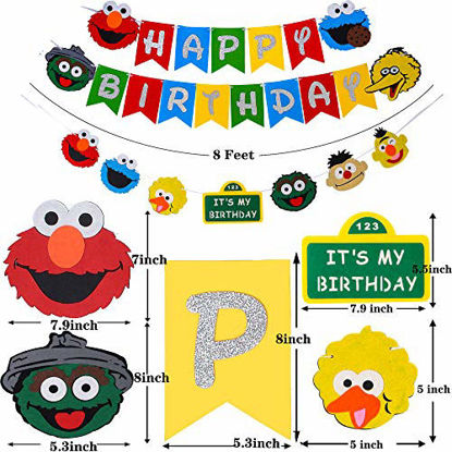 Picture of Sesame Street Birthday Party Decorations Sesame Banner Garland Cake Cupcake Topper Cookie Monster Latex Elmo Foil Balloons Favor Supplies Kit for Kids Birthday Party