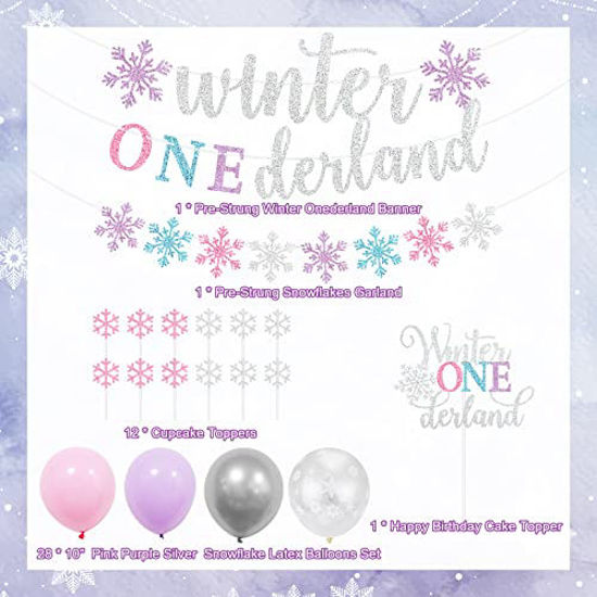Winter ONEderland Milestone Sign 1° compleanno Ragazze Winter Onderland Decor Boy bday Fiocco di neve Festa primo compleanno Paese delle meraviglie Milestone - Italia