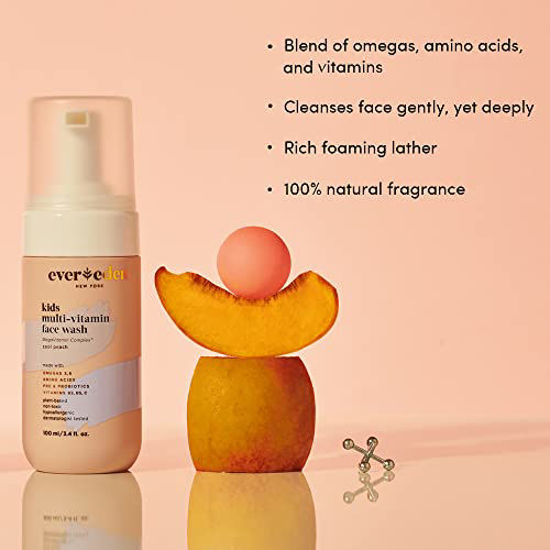 Picture of Evereden Kids Face Wash: Cool Peach, 3.4 fl oz. | Plant Based and Natural Kids Skin Care | Non-toxic and Organic Ingredients | Multi-Vitamin Skin Care for Kids