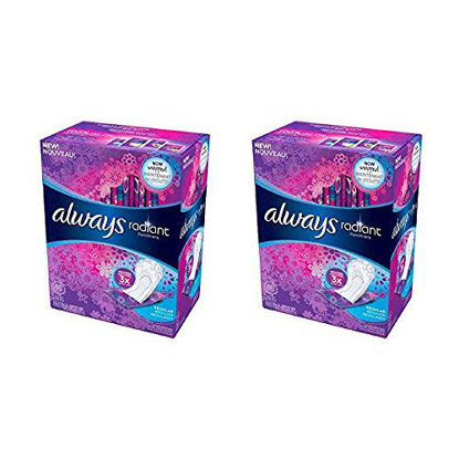 Picture of Always Radiant Pantyliners, Regular, Unscented, 48 Count, 2 Pack. (Includes 96 Pantiliners Total.)