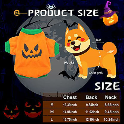 Picture of 5 Pieces Halloween Dog Shirt Puppy Pet T-Shirt Halloween Ghost Pet Costume Outfits Cute Pumpkin Dog Clothes for Small Dogs Cats Pet Apparel Halloween Party Cosplay (Scary Pattern, M)