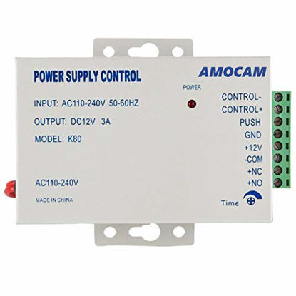 Picture of AMOCAM K80 Power Supply Control, AC 110-240V to DC 12V Power Supply for Door Access Control System, Video Doorbell, Electric Strike Lock, Bolt Lock, Magnetic Lock, Power Supply Controller