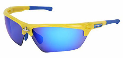 Picture of MCR Safety DM1348B Dominator DM3 Safety Glasses with Blue Diamond Mirror and Yellow Frame