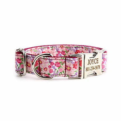 Picture of Customized Dog Collar, Personalized Laser Engraved Aluminum Alloy Buckle - Name Phone Number ID Collar Adjustable Pet Accessories for Small Medium and Large Dog as Gift