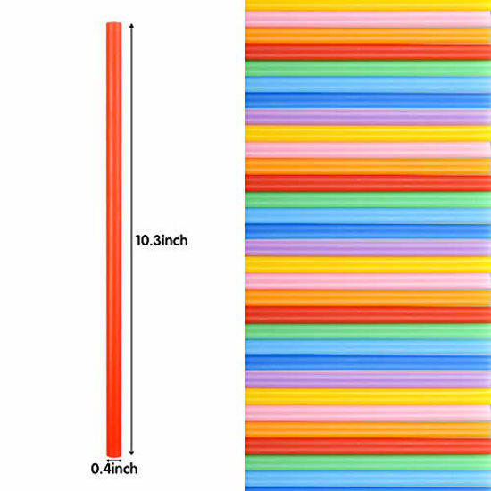 Picture of Tomnk 120pcs 10.3in Jumbo Straws Smoothie Straws Milkshake Straws Extra Wide Extra Long Assorted Bright Colors