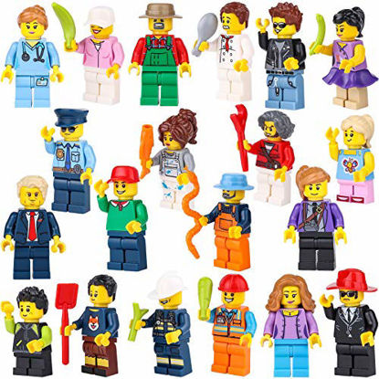Picture of 20 Minifigures, Tinabless Boys and Girls Mini Figure Toys Set for Christmas Stocking Stuffers, Figures Building Blocks Community Mini People and Accessories