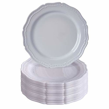 Picture of WHITE PLASTIC PLATES | 20 Wedding Plates | 10.25