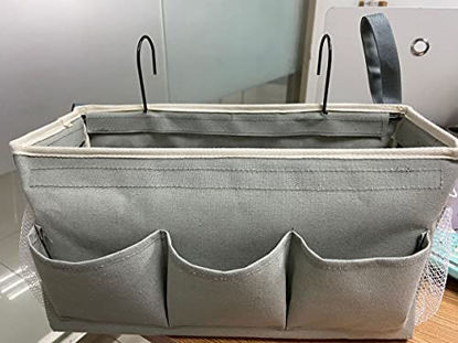 Picture of Loghot Bedside Caddy/Bedside Storage Bag Hanging Organizer for Bunk and Hospital Beds, Dorm Rooms Bed Rails, Bedside Organizer with Fixed Straps and Water Bottle Holder (New Grey)