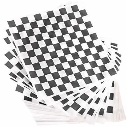 Picture of Avant Grub Deli Paper 300 Pack. Turn Your Backyard Cookout Party into a Race Day Event with Black And White Checkered Food Wrapping Papers. Grease-Resistant 12x12 Sandwich Wrap Prevents Food Stains