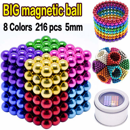 Picture of YYage 8 Colors 216 Pieces 5MM DIY Magnets Toys Magnet Sculpture Building Blocks Magnetic Fidget Gadget Toys Set for Stress Relief ,Office and Home Desk Toys Desk Games