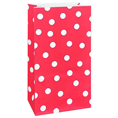Picture of 100 PCS Red Kraft Paper Bags Biodegradable Polka dot Paper Lunch Bags for Kids Birthday Party Favor Supplies by ADIDO EVA5.1 x 3.1 x 9.4 in