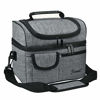 Picture of Tirrinia Insulated Lunch Bag, Leakproof Thermal Bento Cooler Tote for Women and Men, Dual Compartment with Shoulder Strap, 10.2" x 7.5" x 9", Dark Gray