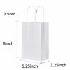 Picture of 50 Pack Sturdy Small White Gift Paper Bags with Handles Bulk, Bagmad Kraft Bags 5.25x3.25x8 inch, Craft Grocery Shopping Retail Party Favors Wedding Bags Sacks (White, 50pcs)