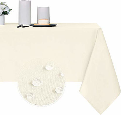 Picture of Obstal 210GSM Rectangle Table Cloth - Heavy Duty Water Proof Microfiber Tablecloth, Decorative Fabric Table Cover for Outdoor and Indoor Use (Ivory,60 x 84 Inch)