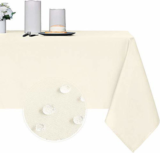 Picture of Obstal 210GSM Rectangle Table Cloth - Heavy Duty Water Proof Microfiber Tablecloth, Decorative Fabric Table Cover for Outdoor and Indoor Use (Ivory,60 x 84 Inch)