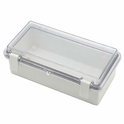 Picture of Zulkit Junction Box ABS Plastic Dustproof Waterproof IP65 Electrical Boxes Hinged Shell Outdoor Universal Project Enclosure Grey Clear Transparent Cover with Lock 7.9 x 3.9 x 2.8 inch (200x100x70mm)