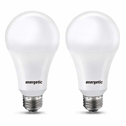 Picture of energetic smarter lighting Super Bright 50/100/150W 3-Way A21 LED Light Bulb, 800/1600/2200 Lumens, 4000K Cool White, Non-dimmable, E26 Base, UL Listed, 2-Pack