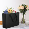 Picture of 12 pcs Kraft Gift Bags Bulk Medium Size 12.5"x4.5"x10", Black Kraft Paper Shopping Bags with Ribbon Handles, Party Favor Bags, Shopping Bags, Retail Bags, Wedding Bags, Merchandise Business Bags