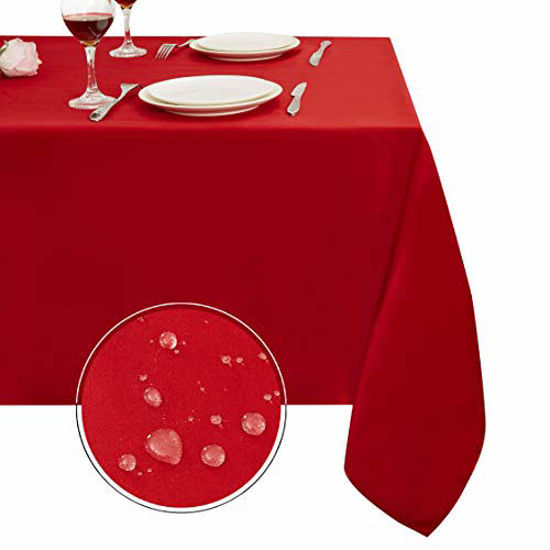 Picture of Obstal Rectangle Table Cloth, Oil-Proof Spill-Proof and Water Resistance Microfiber Tablecloth, Decorative Fabric Table Cover for Outdoor and Indoor Use (Rio Red, 60 x 84 Inch)