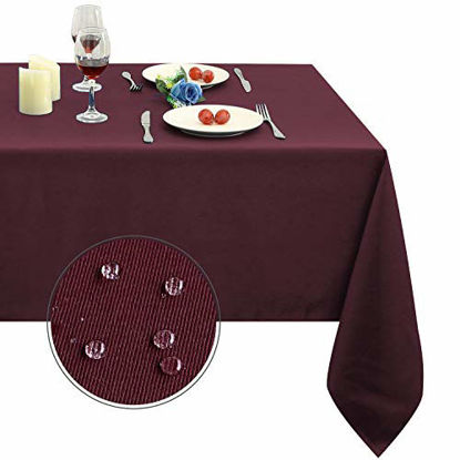 Picture of Obstal 210GSM Rectangle Table Cloth - Heavy Duty Water Resistance Microfiber Tablecloth, Decorative Fabric Table Cover for Outdoor and Indoor Use (Burgundy, 60 x 84 Inch)