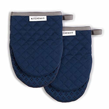KitchenAid Ribbed Soft Silicone Oven Mitt Set, Charcoal Grey 2 Count ,  7.5x13