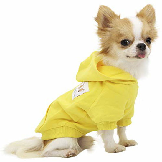 Picture of LOPHIPETS Dog Cotton Hoodies Sweatshirts for Small Dogs Chihuahua Puppy Clothes Cold Weather Coat-Yellow/S