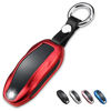 Picture of QBUC for Tesla Key Fob Cover with Keychain Compatible with Tesla Model S/3/Y Keyless Protection Case Smart Remote Accessory (Red)