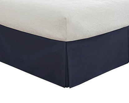 Picture of Lux Hotel Microfiber Tailored Bed Skirt with Classic 14 Inch Drop Length Pleated Styling, Twin XL, Navy