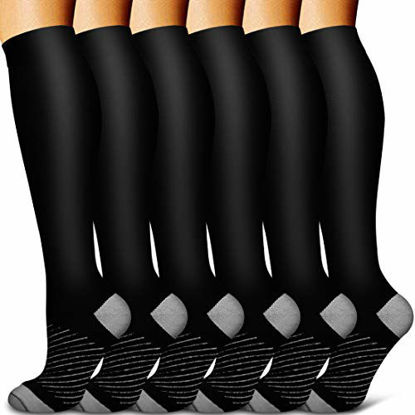 Picture of Copper Compression Socks Women & Men Circulation(6 pairs) - Best for Running, Nursing, Hiking, Recovery & Flight Socks