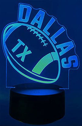 Picture of 3D Dallas Night Light 3D Illusion Lamp for Boys Gift 16 Changing Color Remote Control Kids Room Football Decor Lighting (Dallas Multicoloured, 1 Pack)