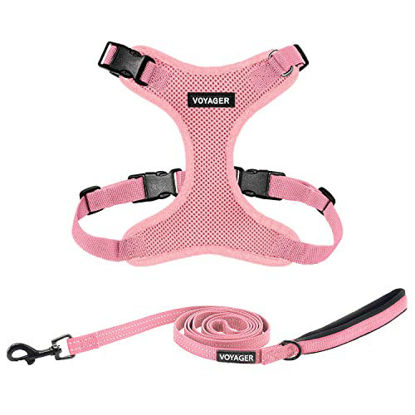 Picture of Voyager Step-in Lock Dog Harness and Reflective Dog Leash Combo Set with Neoprene Handle 6ft Long - Supports Small, Medium and Large Breed Puppies/ Cats - Pink (w Leash), XXS