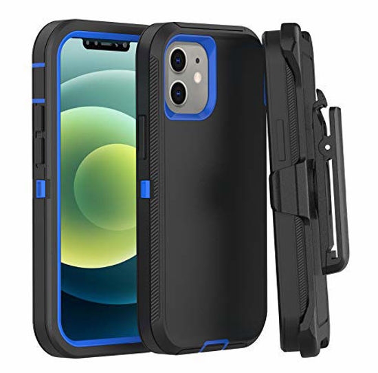 Shockproof Dust-Proof Compatible for Apple iPhone 12 and iPhone 12 Pro Belt Clip Holster Kickstand Protective Cover Xmon Case for iPhone 12/12 Pro Heavy Duty Rugged Case Black/Blue 