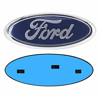 Picture of 2004-2014 F150 Front Grille Tailgate Emblem, Oval 9"X3.5", Dark Blue Decal Badge Nameplate Fits for Ford 04-14 F250 F350, 11-14 Edge, 11-16 Explorer, 06-11 Ranger