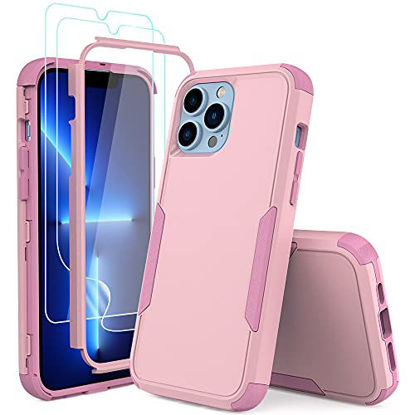 Picture of KEWEK Case for iPhone 13 Pro Max 6.7 inch Case,with Screen Protectors, Heavy Duty Rugged Shockproof Military Grade Anti Scratch Full Body Protection Defender Case for iPhone 13 Pro Max (Pink)
