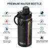 Picture of Koodee Kids Water Bottle 16 oz Stainless Steel Triple Wall Vacuum Insulated Wide Mouth Bottle Kids with Leakproof Spout Lid (Black)