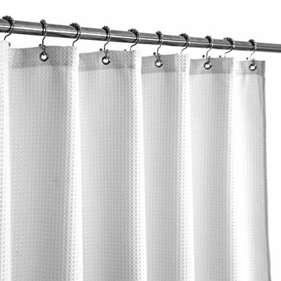 Getuscart Rv Shower Curtain Waffle Weave 47 X 64 Inches For Travel Trailer Camper With 230gsm Heavyweight Fabric Water Repellent Washable White 47x64