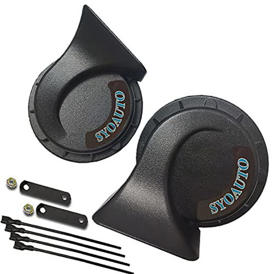 SYOAUTO Car Horn Auto Horn 12V Horn Waterproof High Low Tone Universal Fit  Super Loud Electric Snail Horn 12V Horn Kit Replacement Car Horns